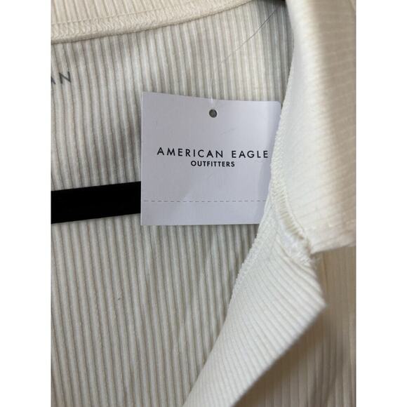 American Eagle Dress Women L Cream Preppy Collared Academia Christmas Minimal - Picture 6 of 12